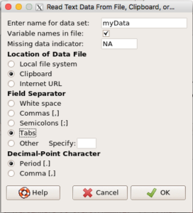 Rcmdr read data from clipboard