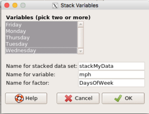 Rcmdr stack worksheet