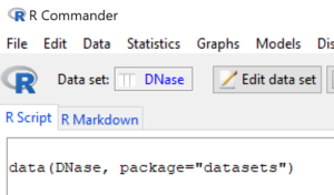 Figure 3. R Commander, one active dataset available.