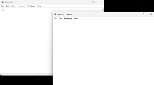 Screenshot of R Console with text editor opened.